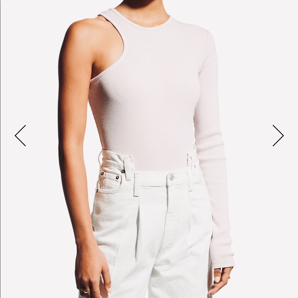Agolde White Ribbed Bodysuit Y2K Cutout One Arm